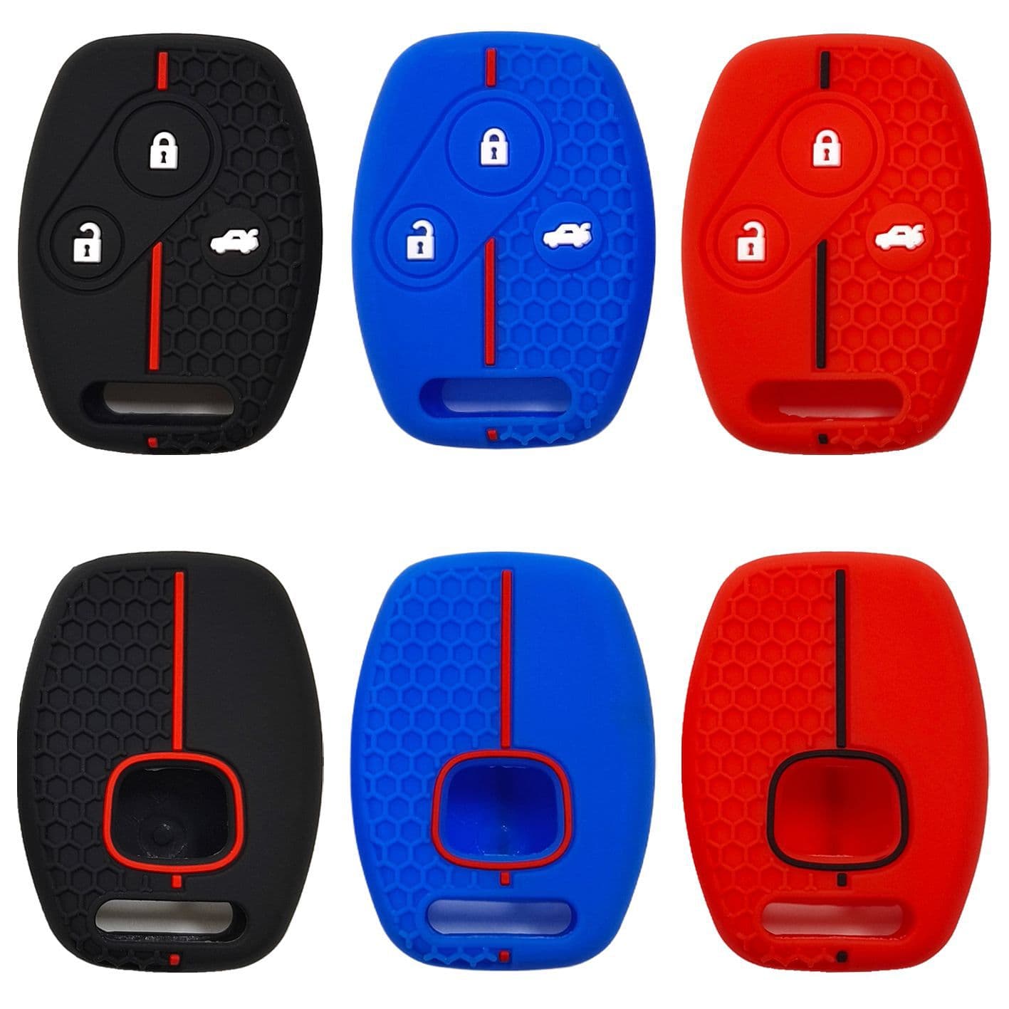 Silicone Key Case with Honeycomb Texture for Honda Accord 3-Button Flip Key, Compatible with Honda Civic CRV Odyssey Key Cover