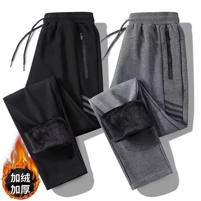 Loose Cuffed Sports Pants Winter Fleece-Lined Thickened Casual Pants Men Autumn and Winter Style Large Size Straight-Leg Warm Sweatpants