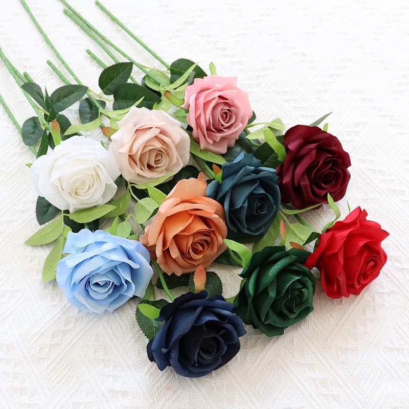 Single Artificial Rose with Stem Wholesale for Hotel Decoration, Store, Wedding, Cross-border, Home, Bedroom, Living Room Fake Flower