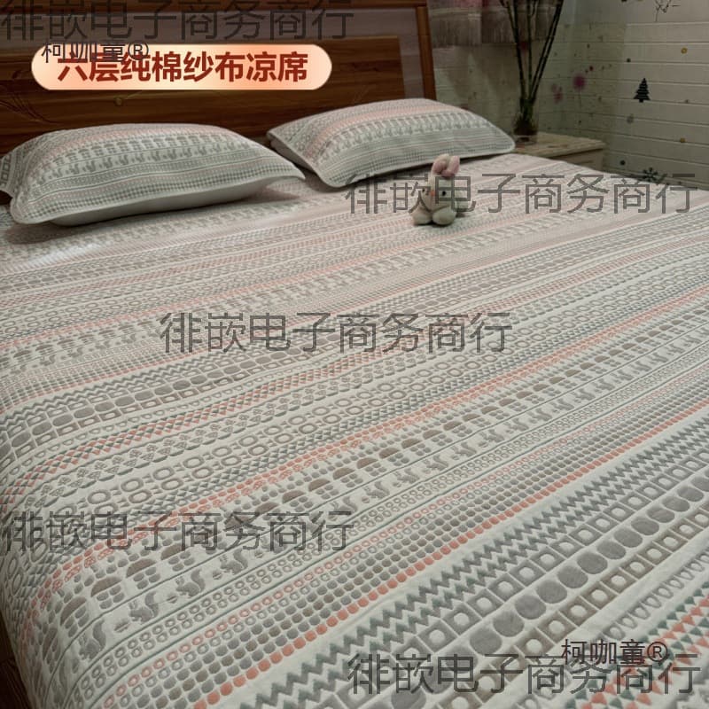 Infant room non-soft cooling mat air-conditioned gauze coarse fabric six-layer Yazan adult double three-piece bed sheet cotton study Maiba
