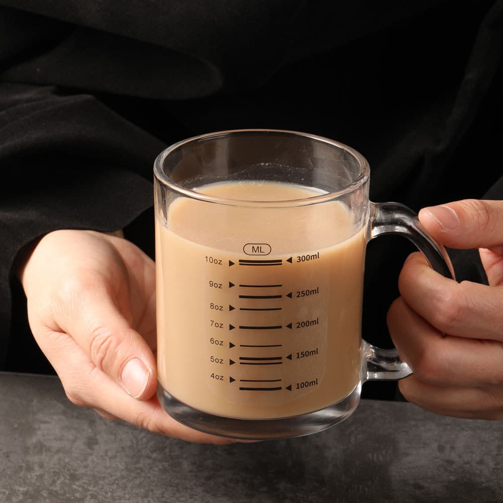 Extra Thick Milk Cup, Household Food-grade Heat-resistant Cup with Measurements for Milk and Coffee, Lid Included for Office Use