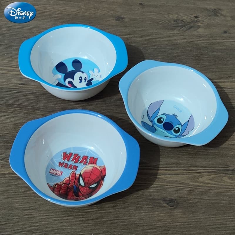 Mickey Mouse Salad Bowl Breakfast Bowl Tableware Cartoon Soup Bowl Children's Rice Bowl Household Fruit Bowl Double-Ear Bowl Drop-Resistant Insulated