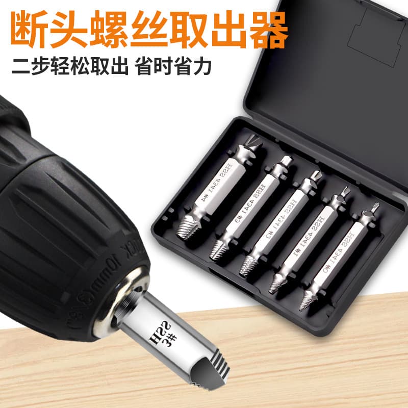 Broken wire extractor artifact for removing broken head screws, sliding thread, anti-thread thread extractor set, screw removal and removal