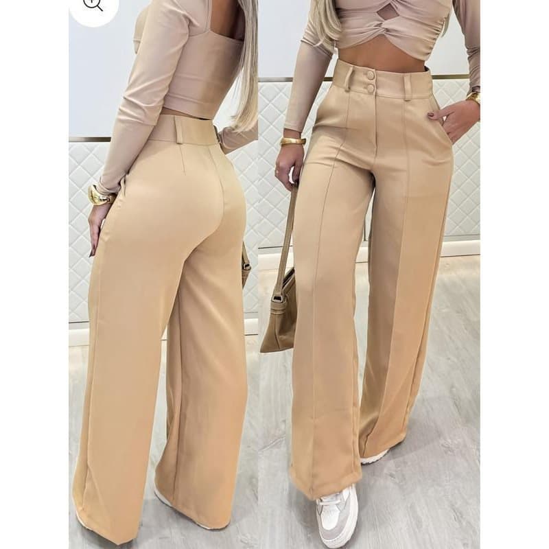2026 European and American cross-border summer new style dropshipping AliExpress cross-border simple double-breasted wide-leg pants are essential for commuting