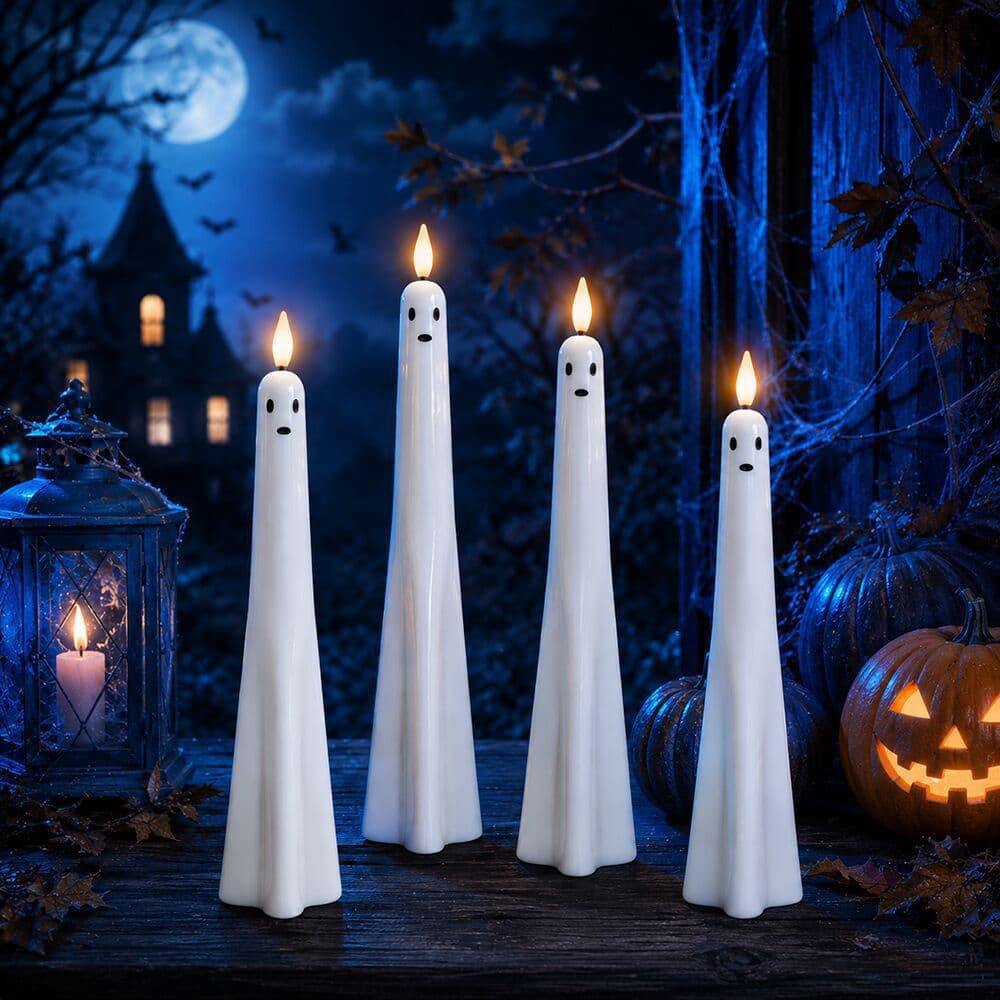 New Cross-Border Product LED Taper Candles with Sensor Halloween Spooky Light-Sensing LED Candles