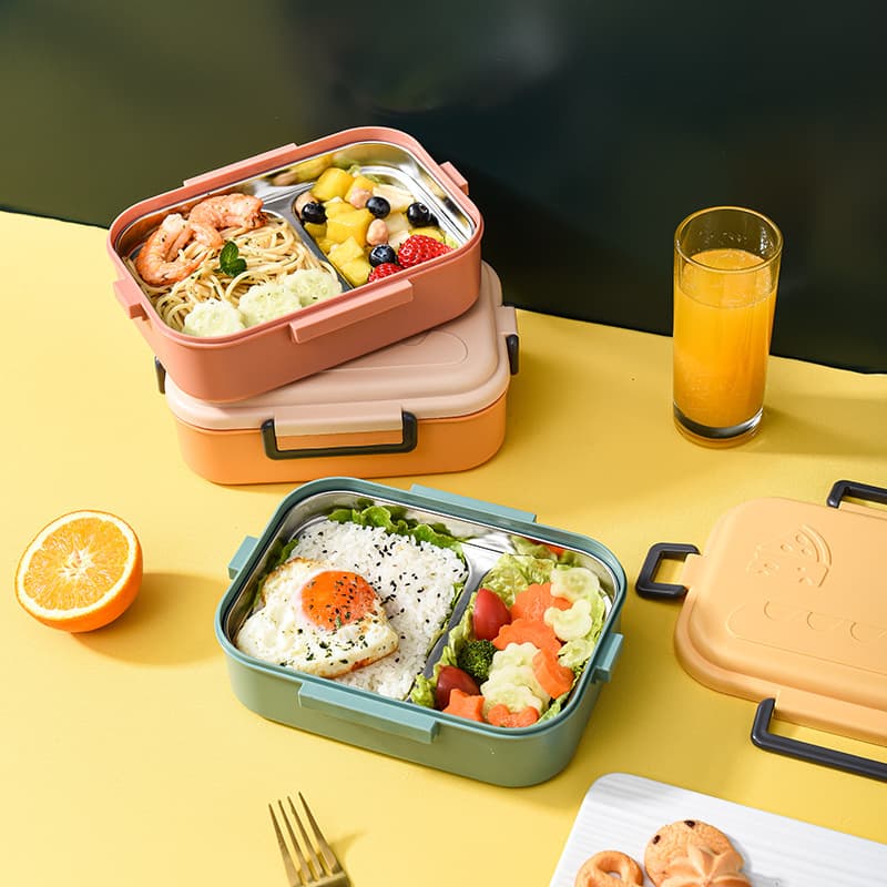 Stainless steel lunch box 304 food grade children's primary school students' insulated lunch box microwaveable lunch box Japanese style