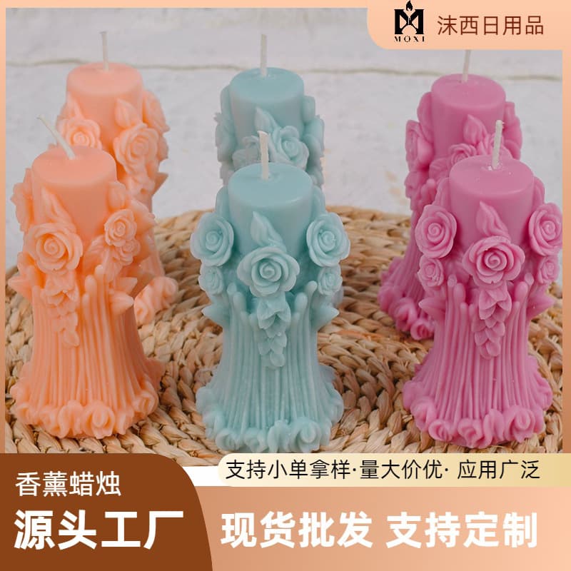 Aroma Candle Flower Column Roman Column Cross-Border Trade Wedding Favor Creative Home Decorative Ornament Prop