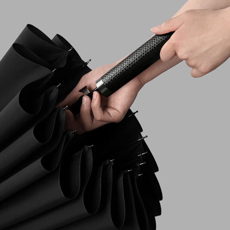 Processing Custom Large Straight Rod Golf Umbrella Leather Handle 16-Rib Double All-Weather Umbrella Gift Advertising Umbrella