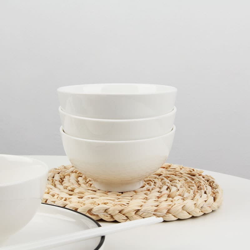 Hotel tableware pure white ceramic bowl restaurant rice bowl buffet plate bowl eating bowl soup noodle bowl can be used as LOGO