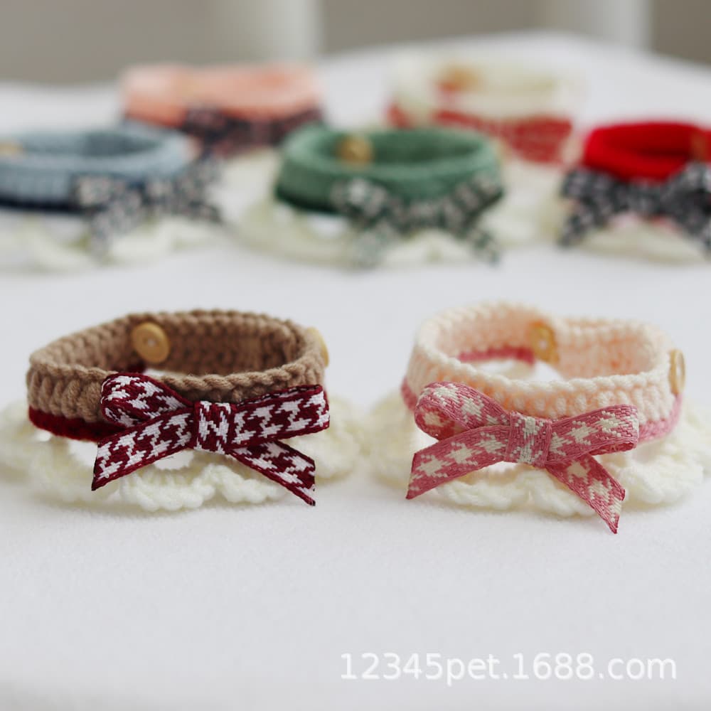 Pet Knitted Collar, Yarn Collar, Cute and Elegant Pet Collar, Cat Collar, Dog Collar