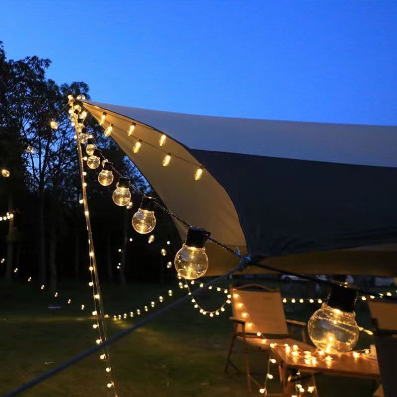 LED Color Light String Outdoor Battery Ball Bulb String Solar G50 Ball Bulb Camping Atmosphere Decorative Light Wire String Light