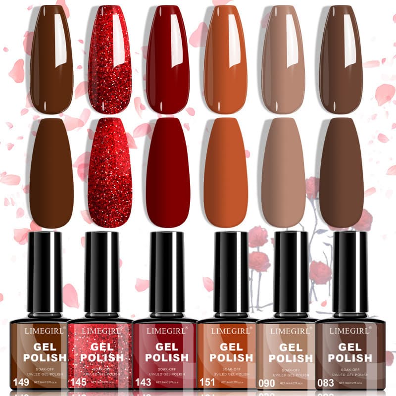 6 Colors Gel Polish Set 6-Color Gel Polish Series Solid Color UV Gel Cross-Border Supply