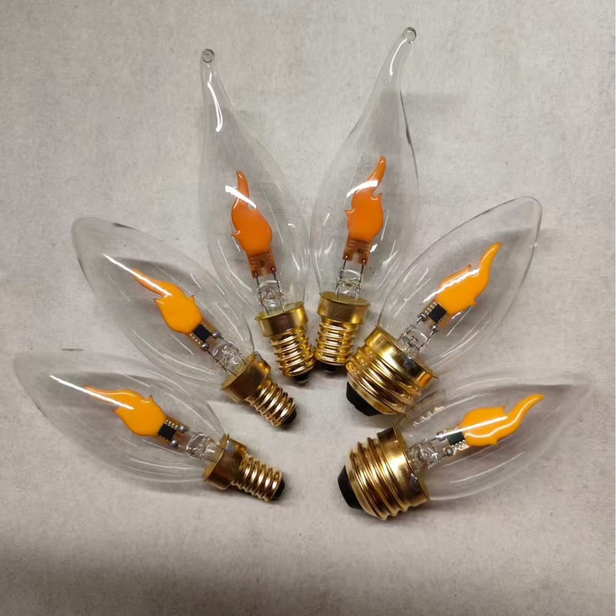 LED flame dynamic candle light simulation flame Christmas decoration E14 C35 tip bubble low voltage battery base