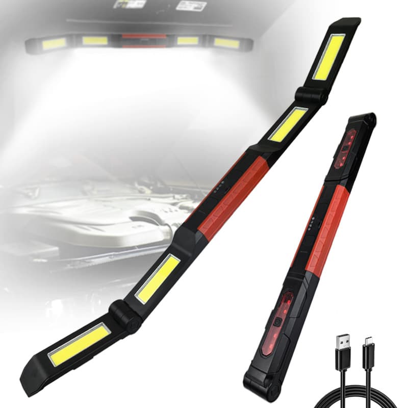 Foldable magnetic LED work light portable outdoor emergency multi-function flashlight USB rechargeable auto repair inspection light