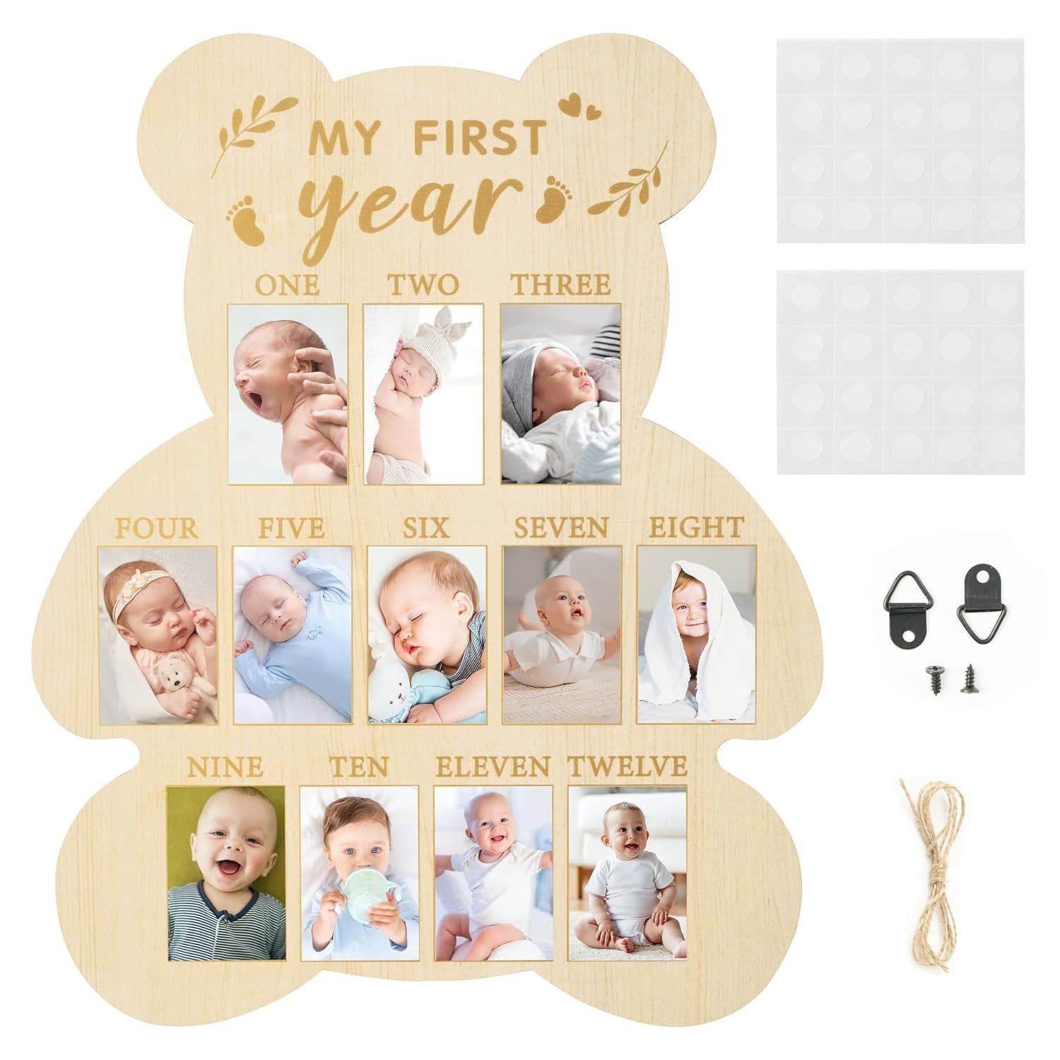 Newborn Milestone Wooden Photo Frame Baby Monthly Commemorative Display Stand Baby Growth Photo Props Creative