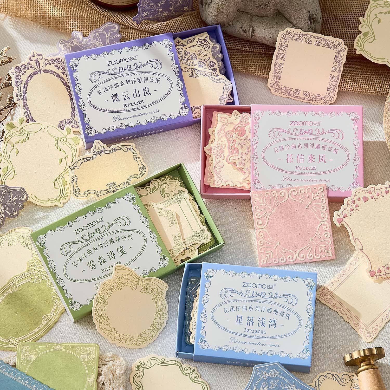 Beautiful and high-looking boxed note paper, Flower Overture Series, 30 pieces of literary relief handbook materials, 4 styles