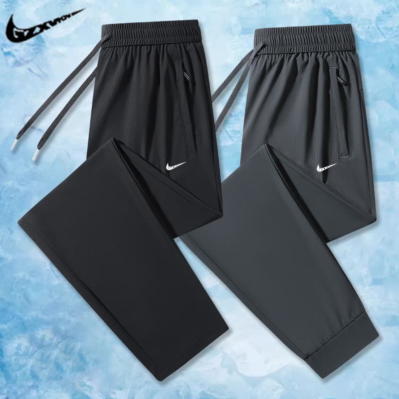 Quick-Dry Pants Summer Thin Youth Breathable Men's Straight Leg Casual Sports Pants Self-Elastic Ice Silk Pants for Men