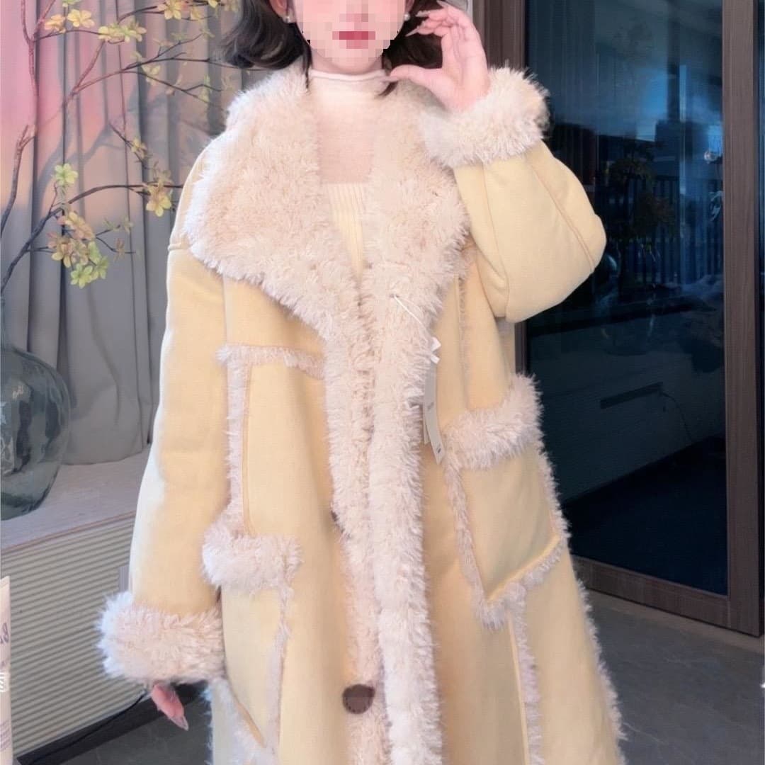 Korean Style Short Long Fluffy Thick Fur-Like 2025 Winter New Lamb Fur Slimming Coat Jacket