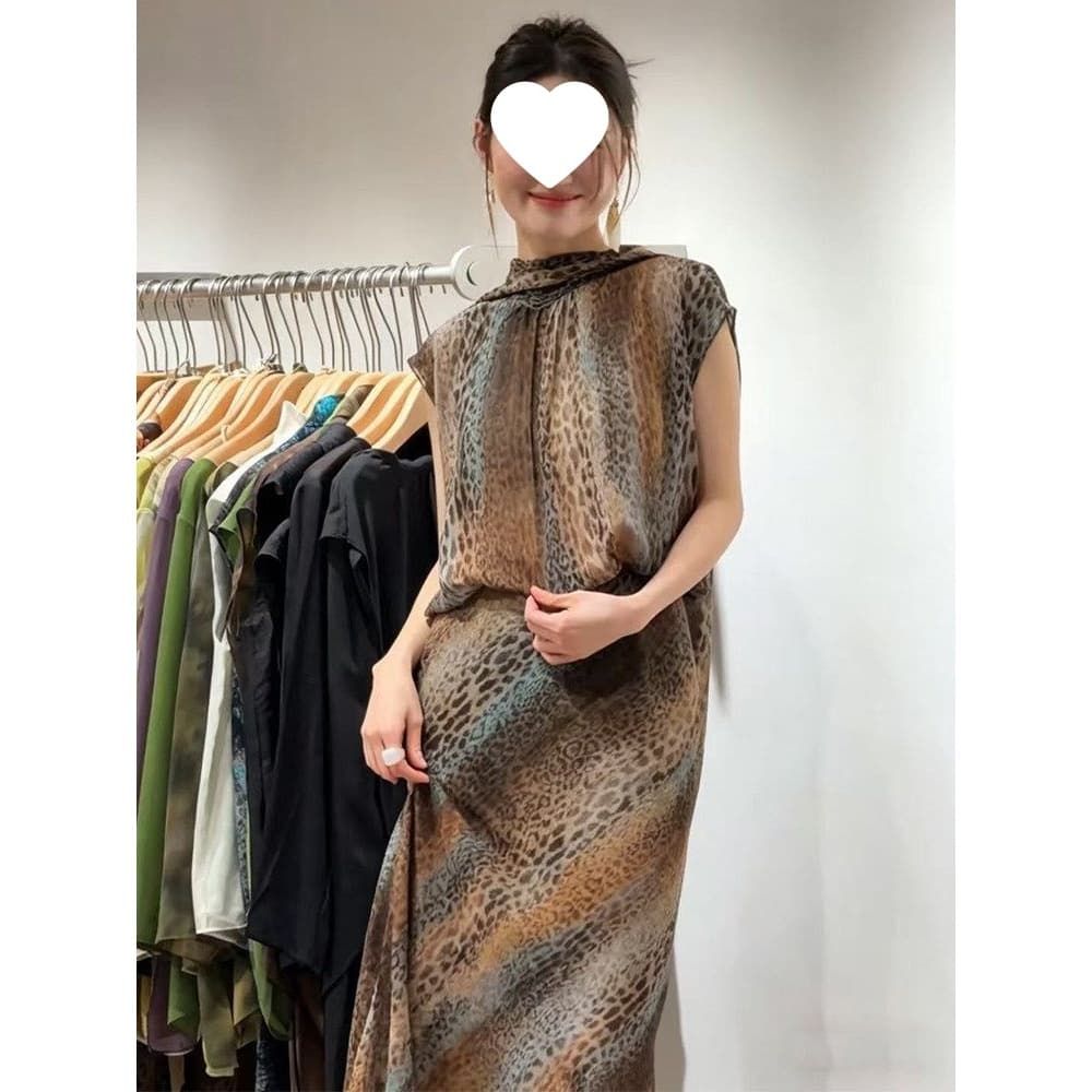 Vintage Chic Tie-Neck Contrast Leopard Print Blouse and High-Waist Skirt Set for Women Summer New Arrival