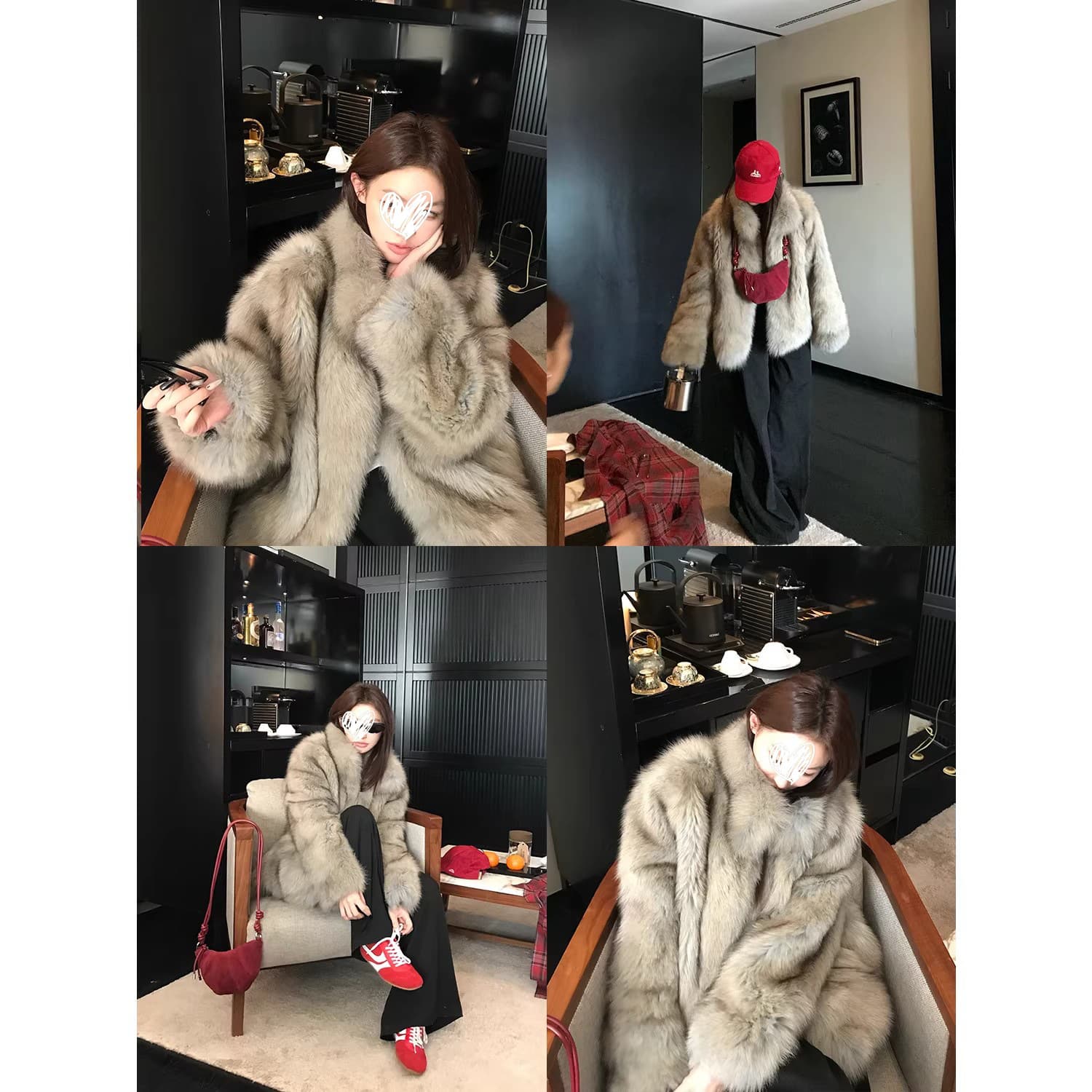 COC Fur "Minuet" Reversible Stand-up Collar Finnish SAGA Imported Fox Belly Fur Coat