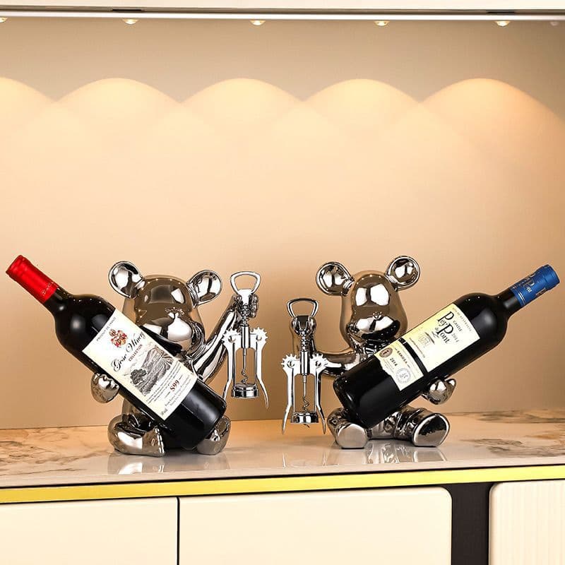Violent Bear Wine Rack Decoration Living Room Wine Cabinet Sideboard Light Luxury Home Decoration Wine Glass Holder Light Luxury Home Style