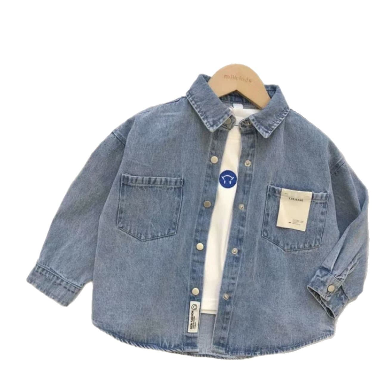 Boys' shirt autumn 2025 new style spring/autumn children's top, small-medium kids baby long-sleeve shirt denim jacket