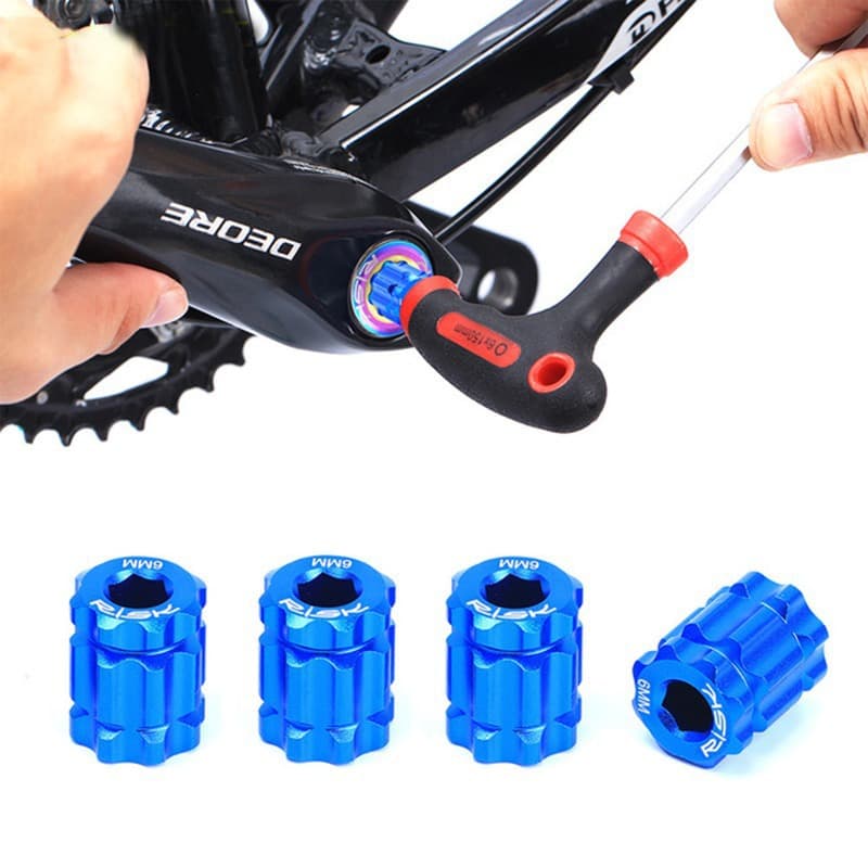 Blue Integrated Hollow Plum Blossom Crank Cover Disassembly Tool for Mountain and Road Bikes, Aluminum Alloy Chainring Wrench
