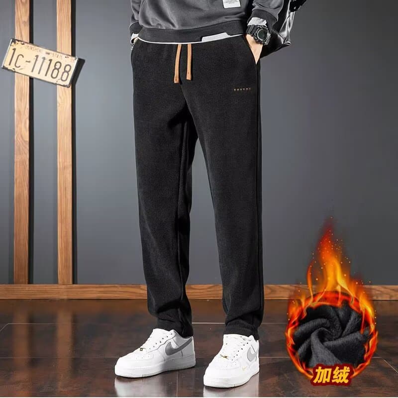 Men's Casual Pants Autumn Winter Chenille Thick Heavy Fleece Corduroy Cargo Straight Sports Sweatpants Fashion