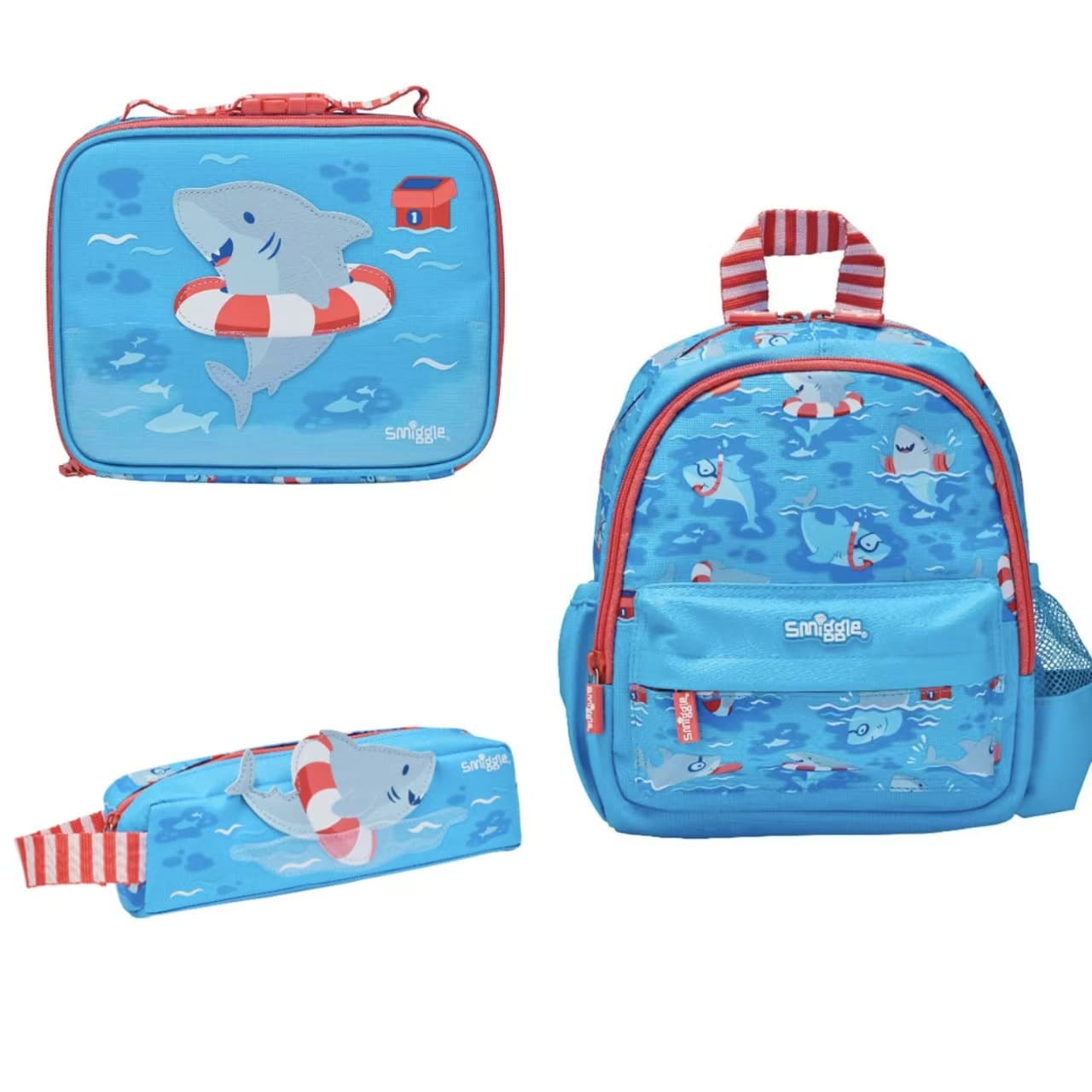 Australian smiggle school bag, toddler backpack, children's outdoor meal bag, blue swimming shark suit series