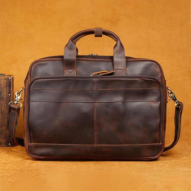 Men's Business Laptop Bag, Large Capacity, Practical, Genuine Leather, High-Quality, Cross-Border Hot Selling Multifunctional Briefcase