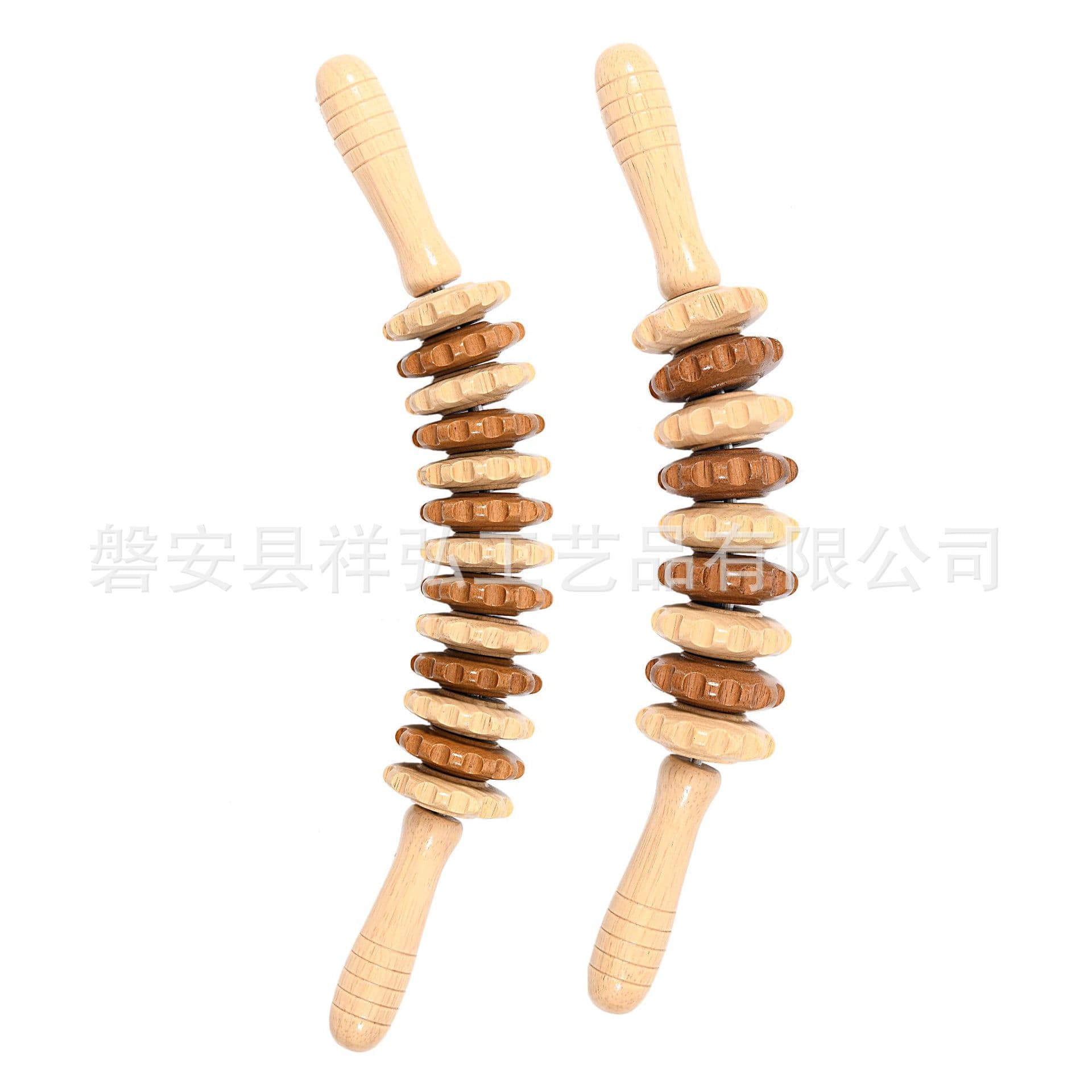 Solid Wood Roller Abdominal Massage Stick Nine-Wheel Twelve-Wheel Back Health Curved Handle Massage Equipment Nine-Wheel Massage