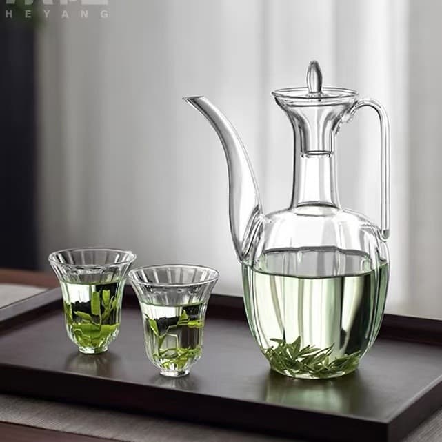 Transparent Song-Style Teapot, Glass Guifei Pot, Borosilicate Glass Green Tea Pot, Electric Ceramic Stove Tea Brewing, Small Green Tangerine Tea Pot