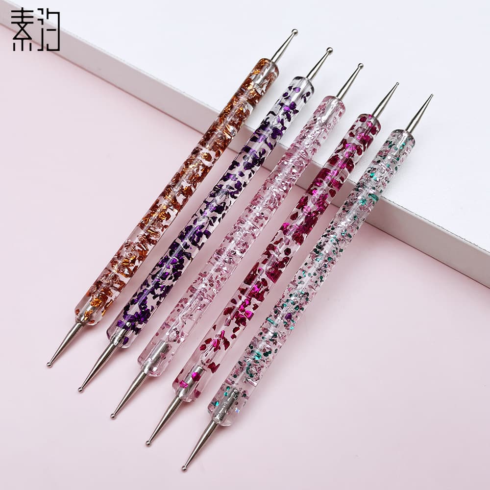 Dual-Head Rhinestone Pick Up Pen Set of 5, Dotting Pen Polka Dot Pen Nail Art Tool Factory Wholesale