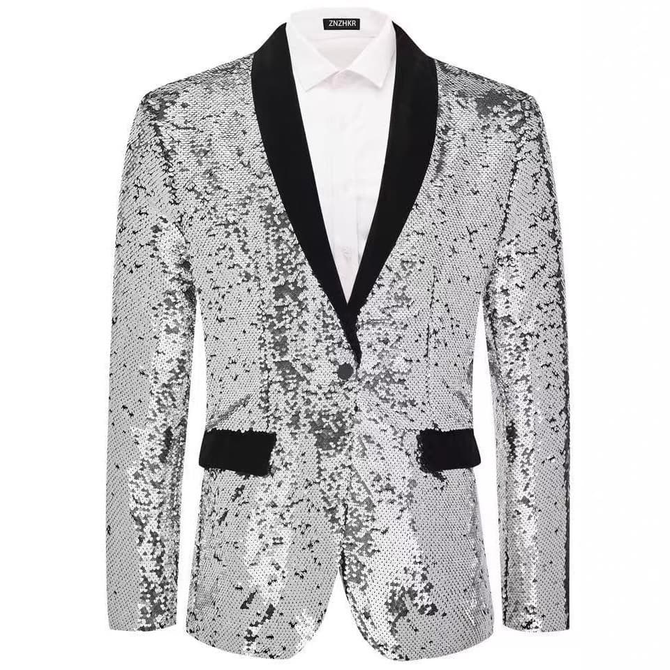 Sequined personality male singer dress performance gold suit jacket host nightclub DJ clothing photo studio suit man