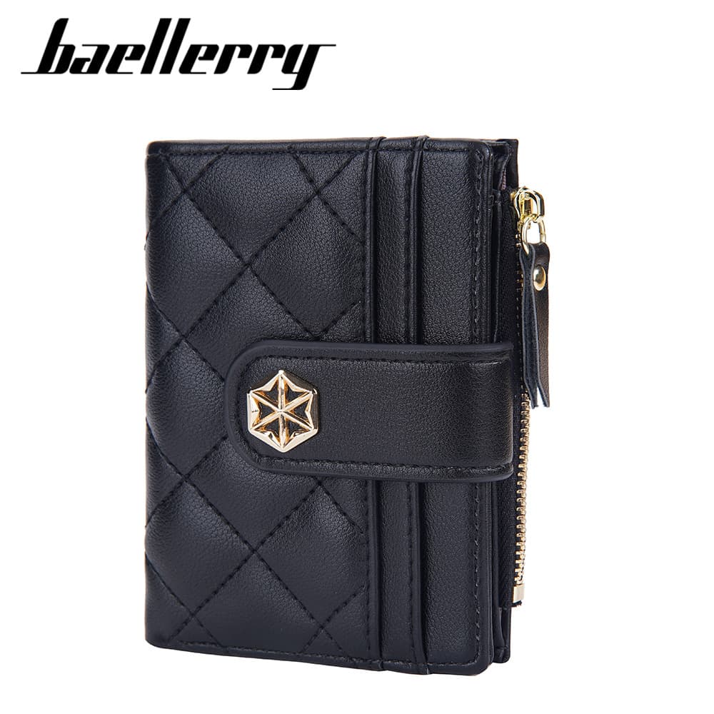 BOISEEN New Women's Wallet Short European-American Plaid Multi-Card Holder Fashion Zipper Soft Leather Purse