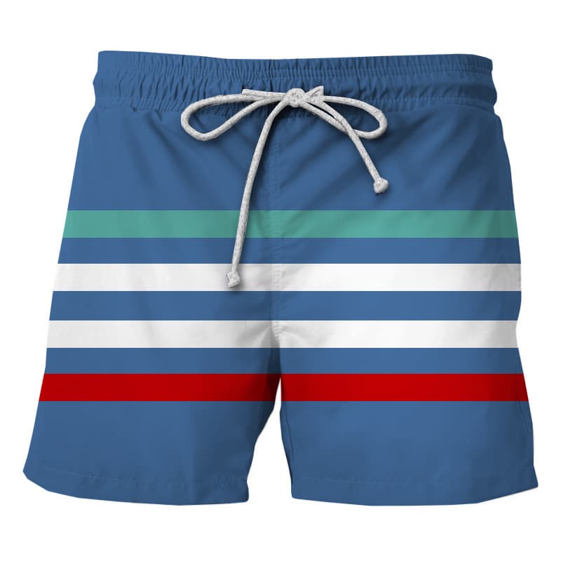 Wholesale 2023 Summer New Men's Striped Beach Shorts Loose Casual 3D Print 5-Inch Beach Shorts