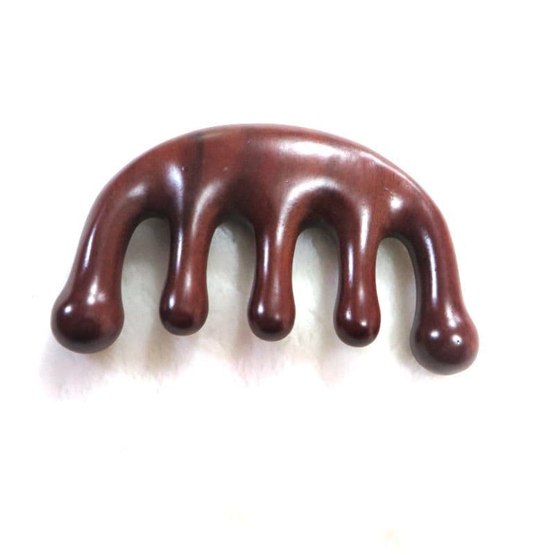 Five-tooth wooden comb, sandalwood five-tooth massage comb, head meridian comb, women's anti-static scalp massage comb.