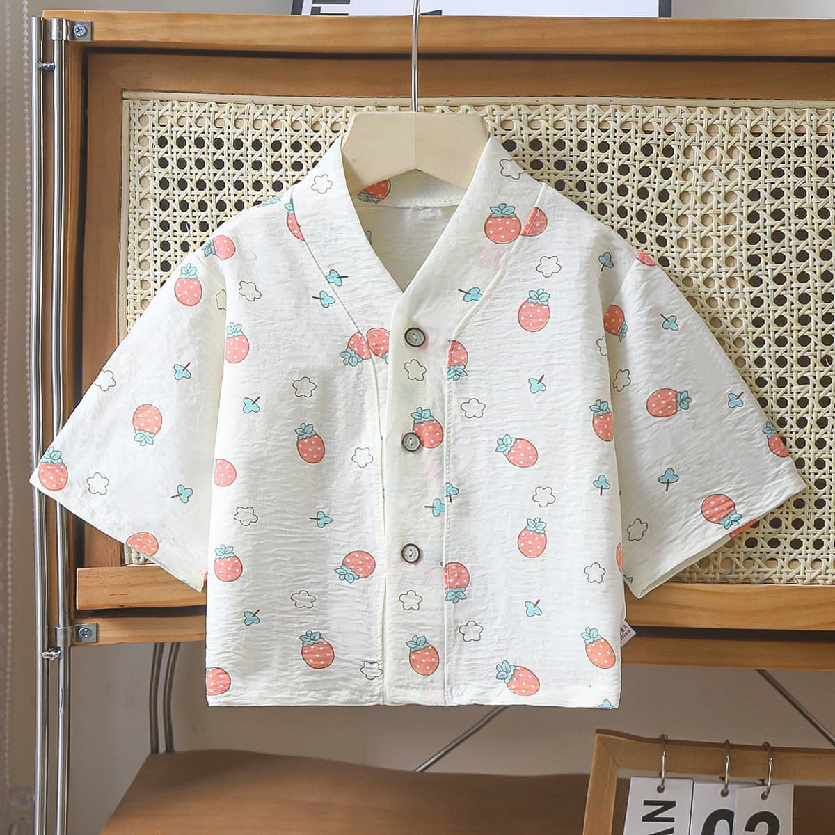 2025 Summer Kids' Cloud Cotton Homewear Single Top Cardigan with Three-Quarter Sleeves, Baby Air-Conditioning Suit, Drop Shipping Available