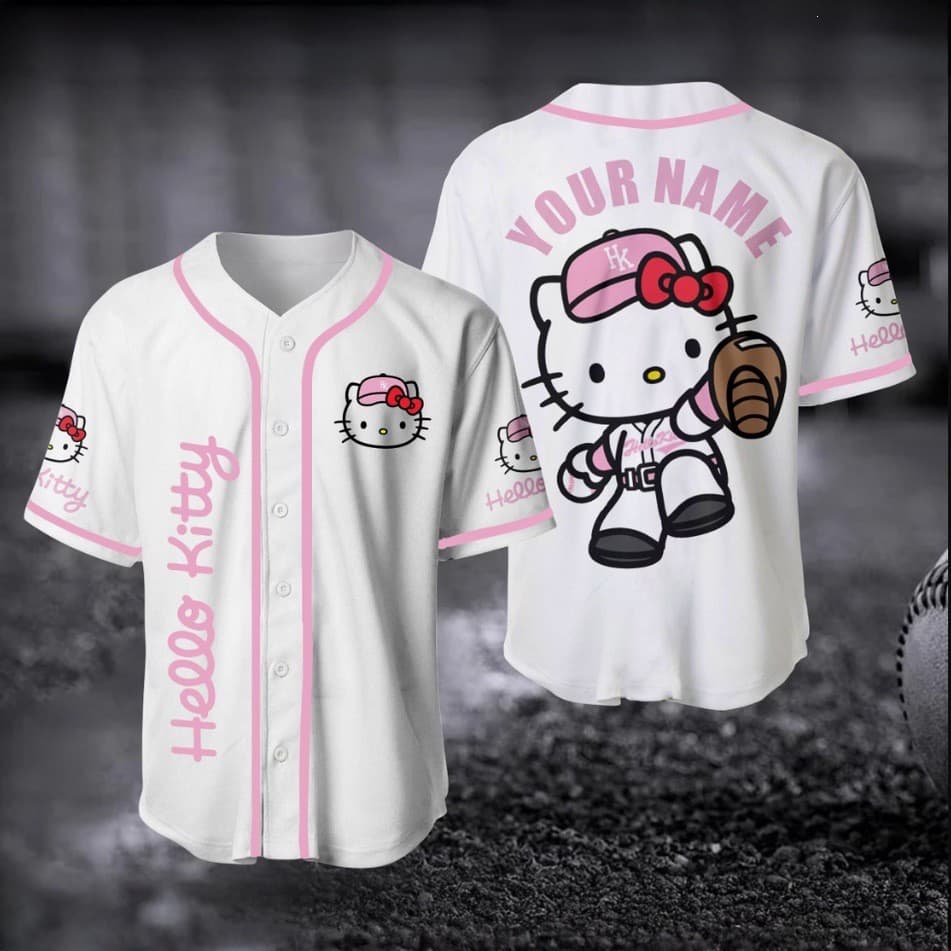 2026 Cross-border foreign trade cute casual sports fashion baseball uniform 3D printing KT cat hip-hop American jersey cardigan