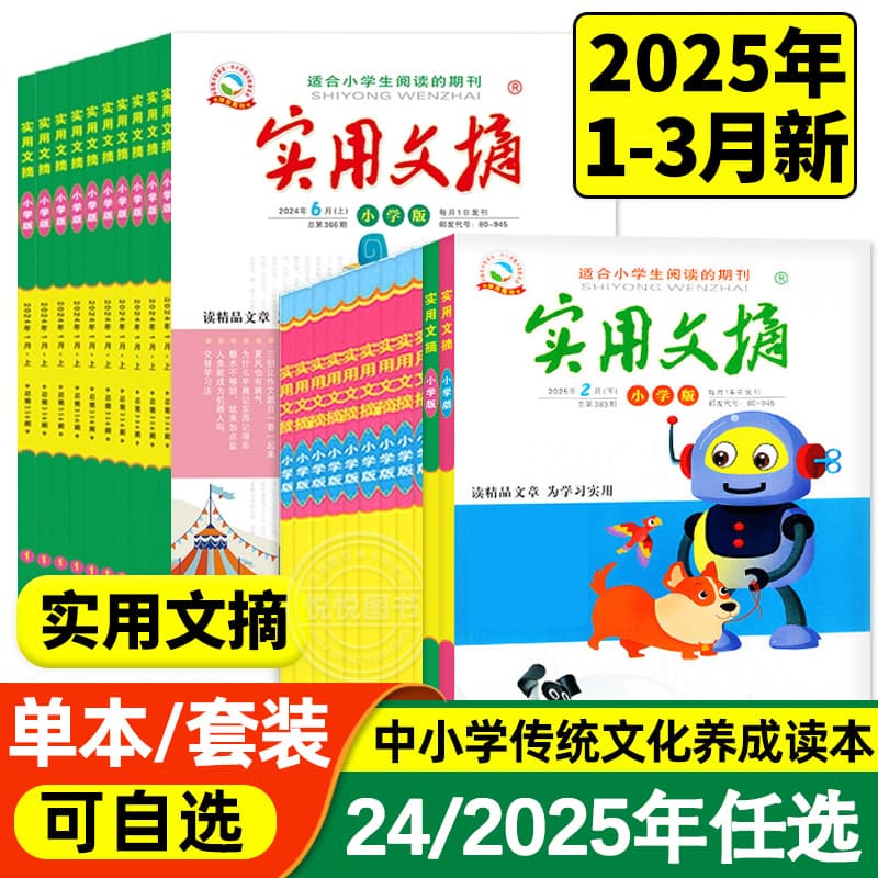 Practical Digest Primary School Edition Magazine, Phonetic Edition, 2025 January-December Collector's Edition, 2024 Primary School