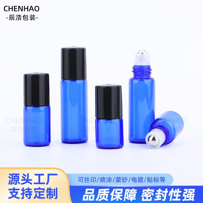 Blue roller bottle in 2ml, 3ml, 5ml for essence concentrate samples, essential oil roller, perfume roll-on bottle