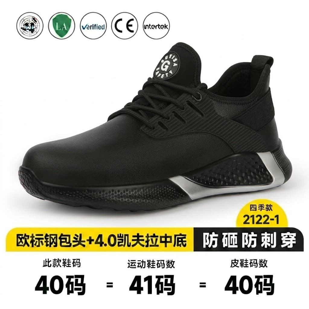 Men's Safety Shoes Summer Breathable Anti-Smash Anti-Puncture Wear-Resistant Durable Comfortable Fly-Knit Work Safety Shoes