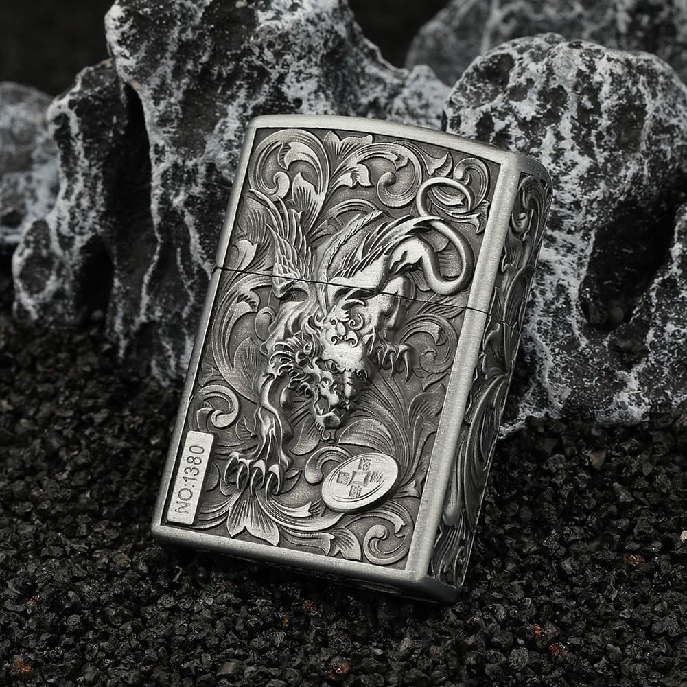 Wholesale Zorro ZK-21 Fish-Dragon Kerosene Lighter Embossed Vintage Retro Metal Creative Men's Gift