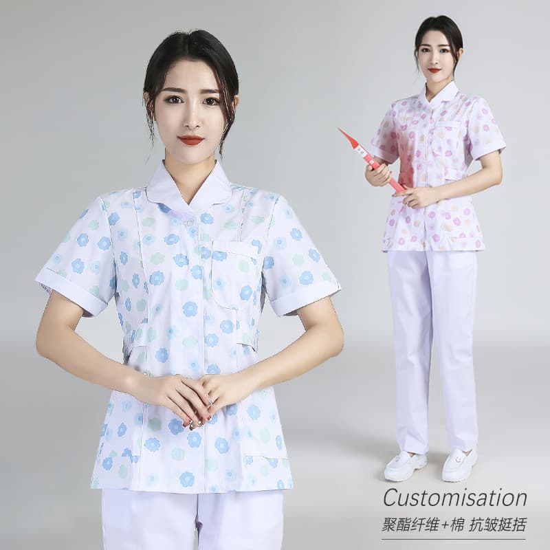 Nurse Uniform Petal Collar Small Floral Top and Pants Set Pediatric Care Beauty Salon Female Nurse Workwear