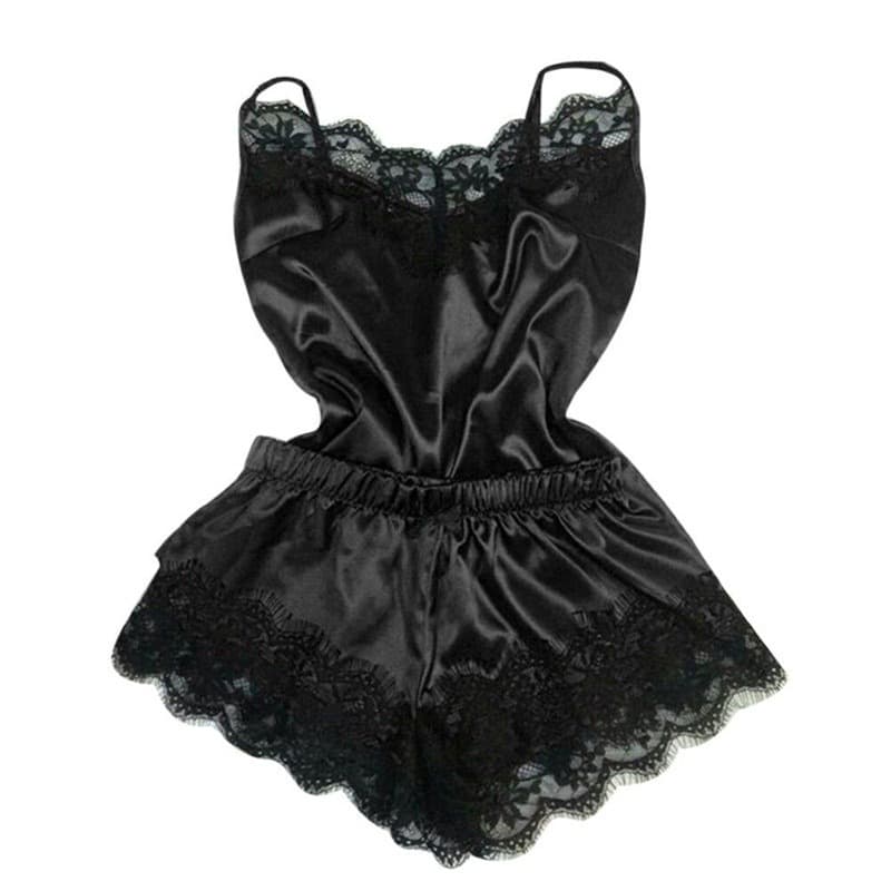 European and American sexy women's lingerie home pajama set with lace trim, sexy lingerie set factory wholesale