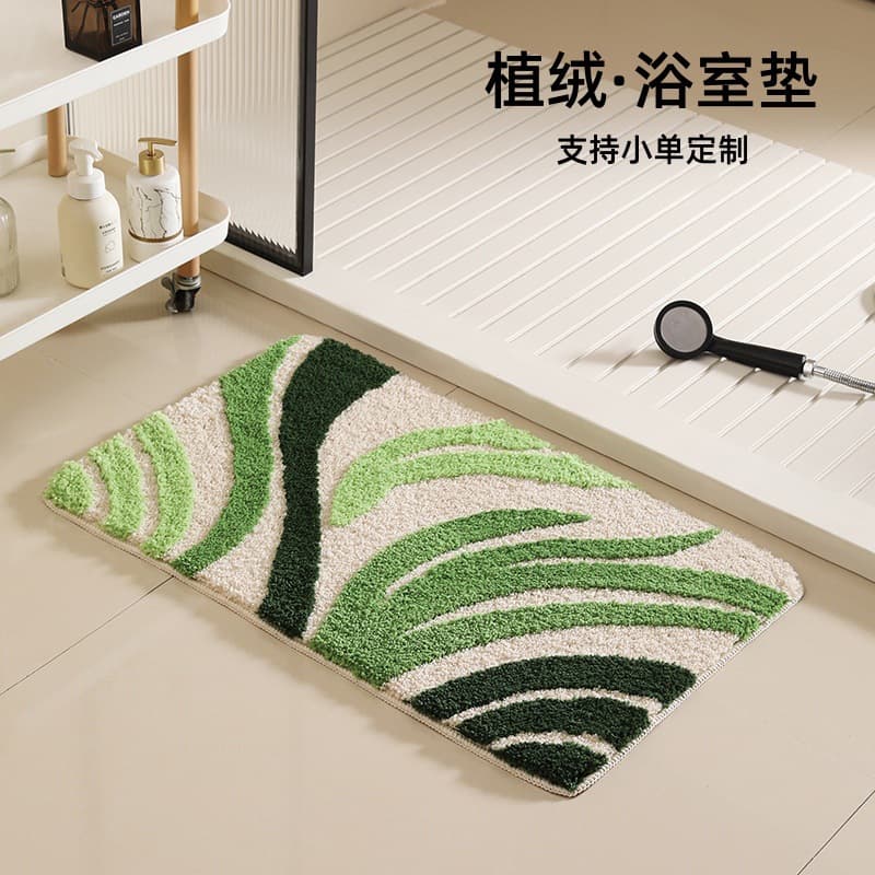 Cross-border cartoon bathroom floor mats, flocked pastoral style, stain-resistant and wear-resistant foot mats, non-slip, cooling, bedroom custom-made carpets