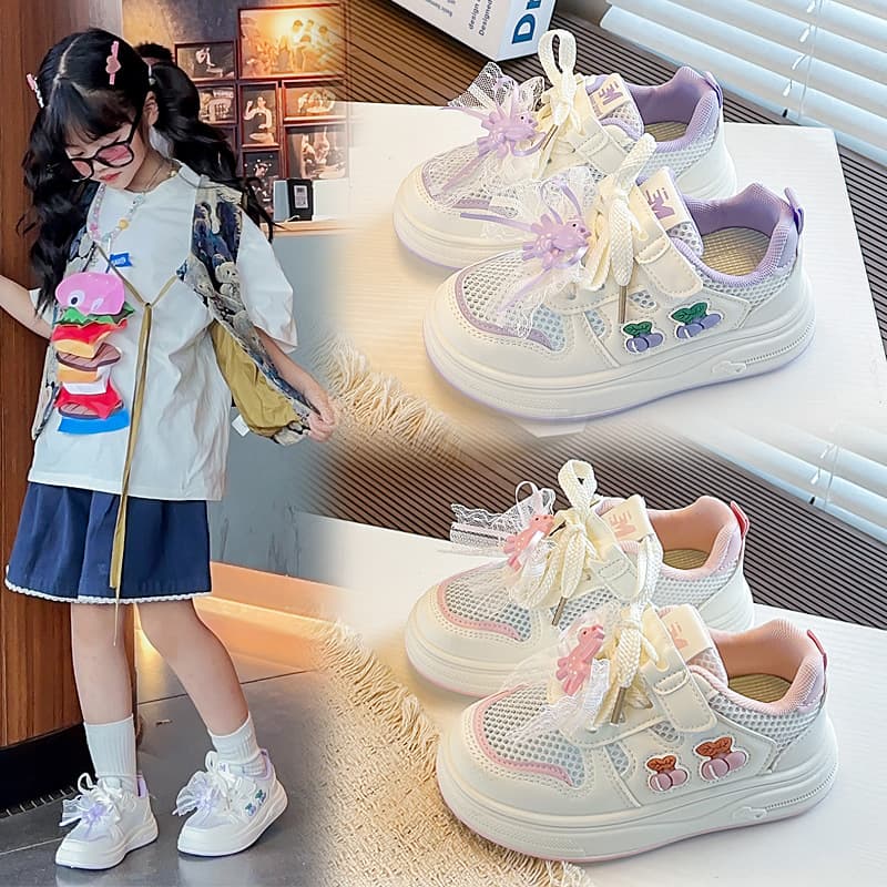 Girls' Shoes 2026 Summer New Style Children's Fashion Casual Shoes Single Mesh Board Shoes Middle and Older Kids Student White Sneakers