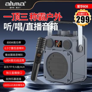 Aiwa 608 Bluetooth Speaker Portable High Power Outdoor Live Streaming Musical Instrument Electric Blowpipe Speaker Subwoofer