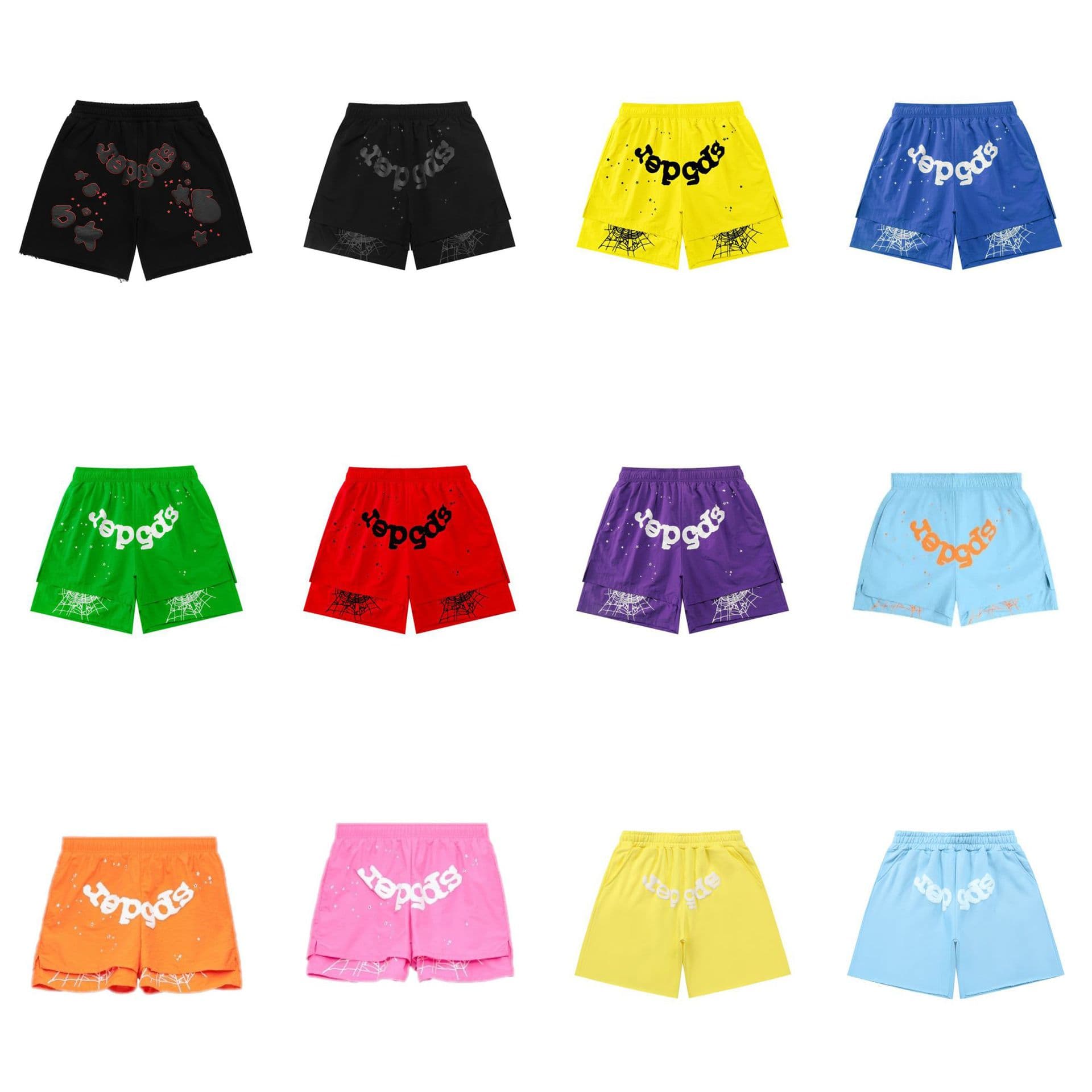 Cross-border high-quality SP5der Shorts 555555 Letter-printed rhinestone trendy loose sports shorts for men