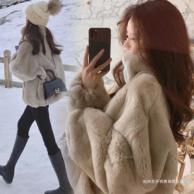 Faux Beaver Rabbit Fuzzy Fur Coat Women 2025 Autumn/Winter New Petite Internet Celebrity Little Luxe Style Fluffy Top